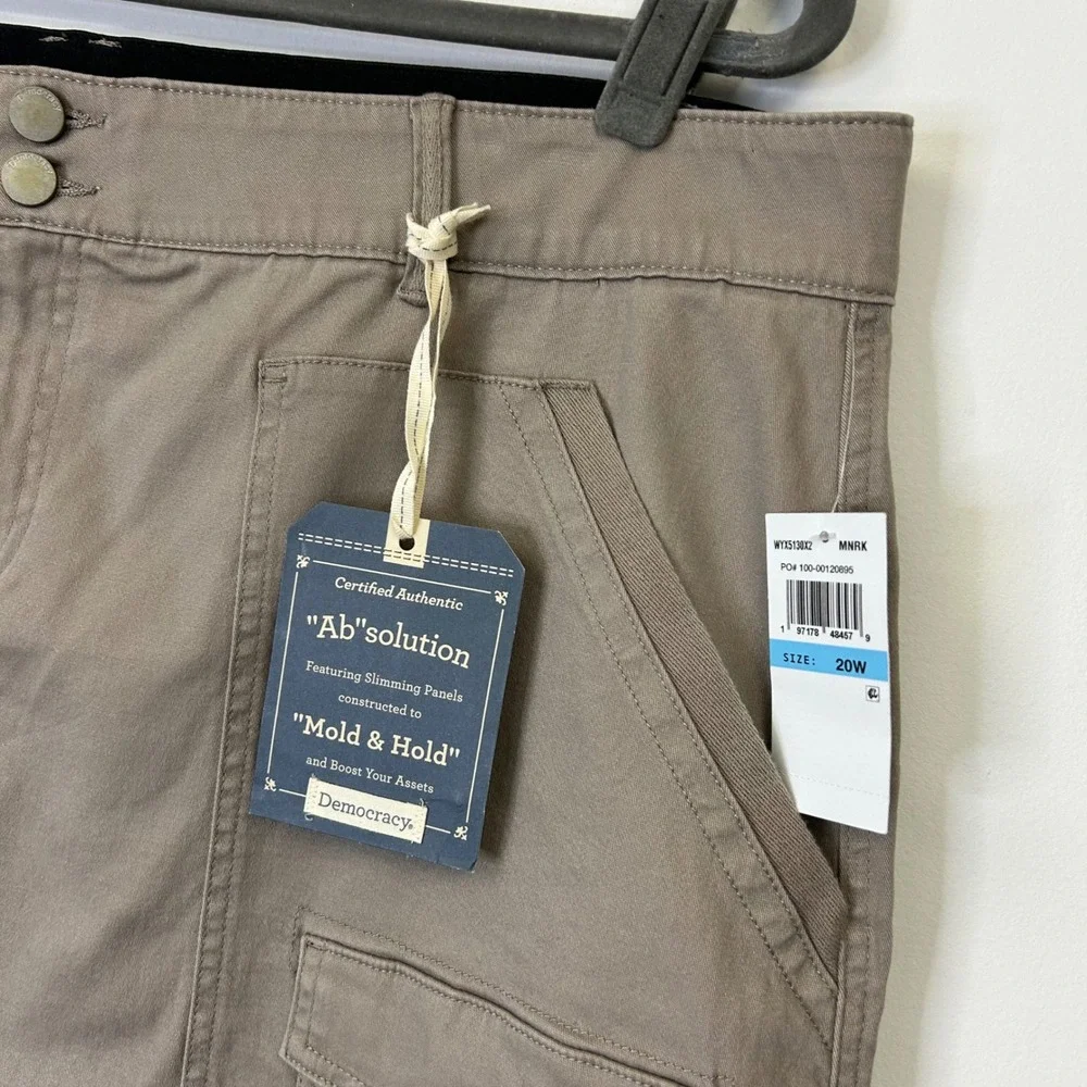 NEW Democracy Ab Solution Cargo Mini Skirt Women's Size 20W Taupe Beige Cotton
